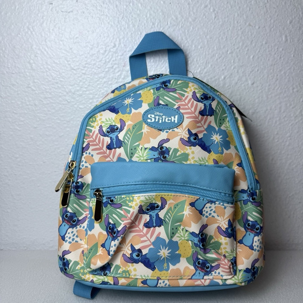 Disney x Bioworld Lilo & Stitch Tropical Leaves Mini Backpack Blue Floral